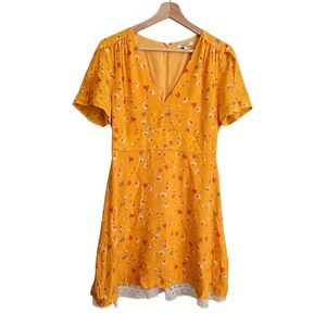 Madewell Size 4 Silk Floral Lsce Trim Dress Preppy Fairy Garden
